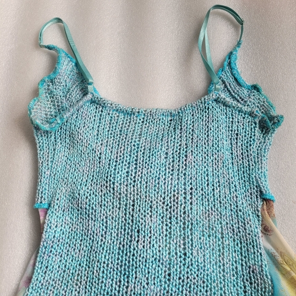 VTG Y2K Ogo Geral Asymmetrical Mesh Top Fairycore Whimsigoth Crochet Paisley - Picture 8 of 13